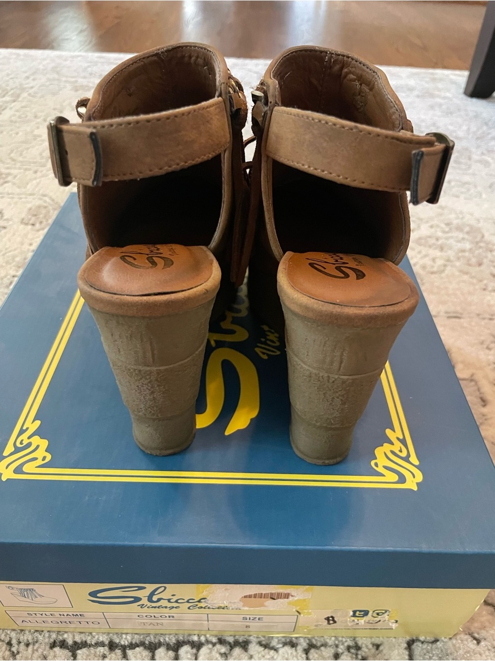 Women’s Brown Fringe Wedge Sandals - Picture 4 of 5